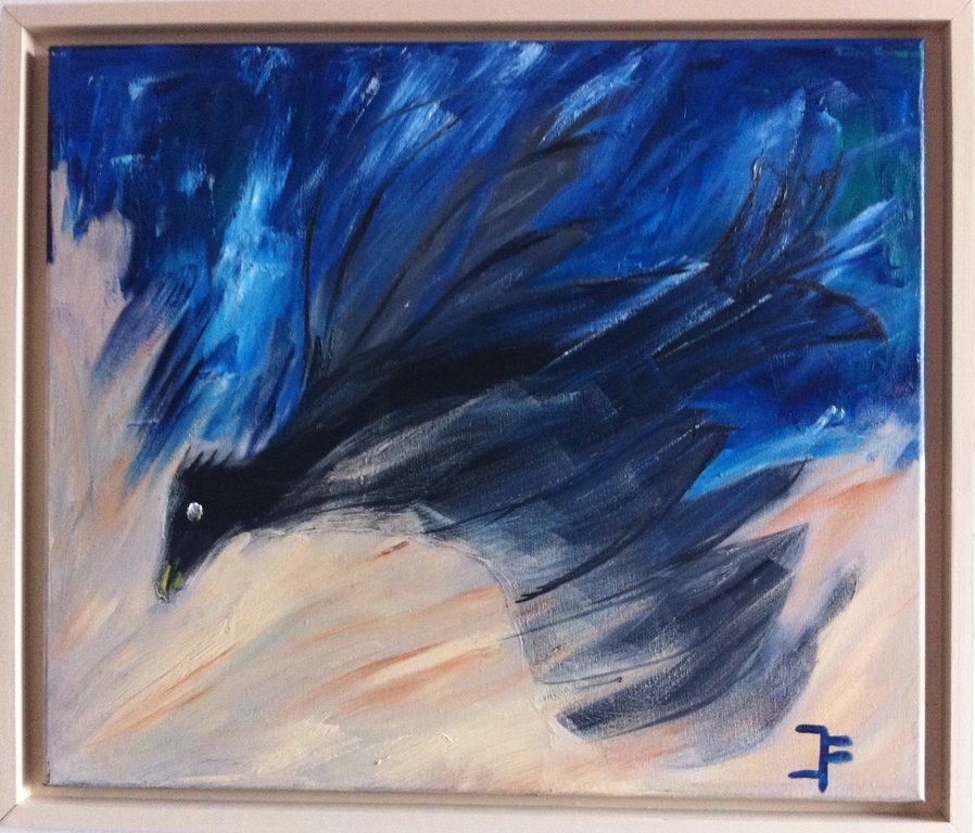 John Foppen - Diving Bird....- Olieverf/ canvas -Gesigneerd - ingelijst. verkocht voor € 99!