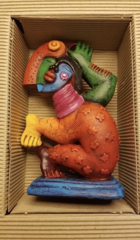 Clemens Briels sculptuur Leaf from umbrella-tree in head kopen? Bied vanaf 80!