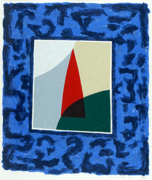 Harry Gerritz, zeer grote zeefdruk 'Compositie in Schilderachtig Kader':32/35  verkocht voor € 80!