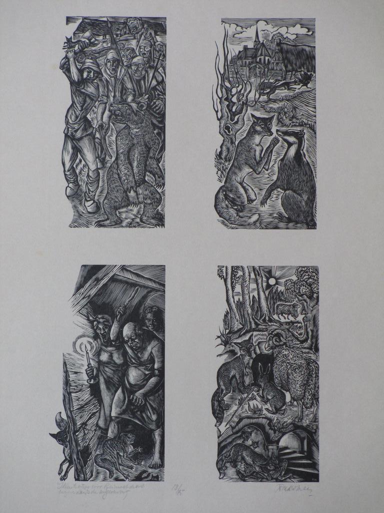 Fokko Mees, Voorstellingen uit Reinaart de Vos, Kopergravure verkocht voor € 35!