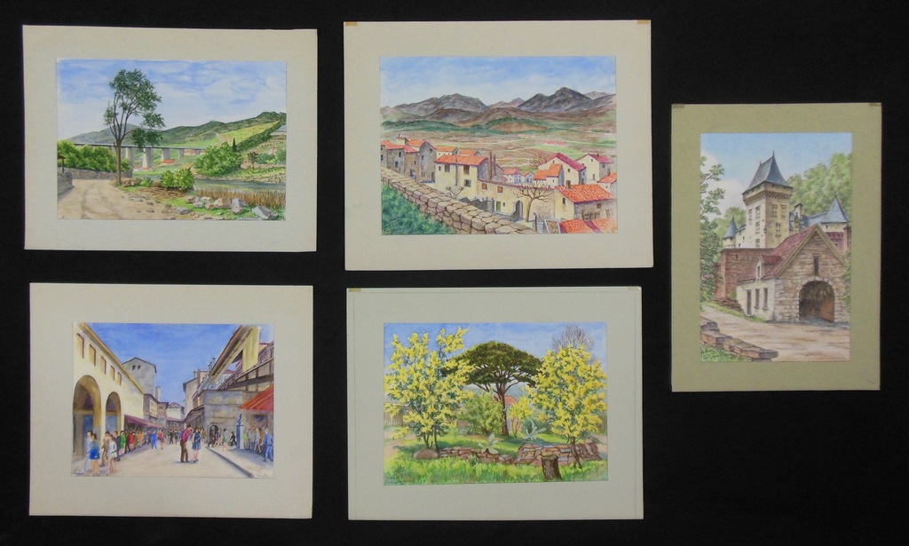 Jan P.H. de Vries: Lot met 4 aquarellen + een potloodtekening verkocht voor € 82!