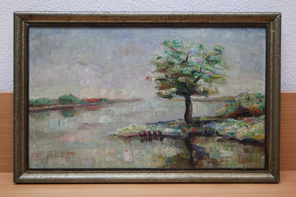 Cornelis Anthonij (Kees) van Waning (1861-1929) - olieverf op paneel - landschap kopen? Bied vanaf 230!