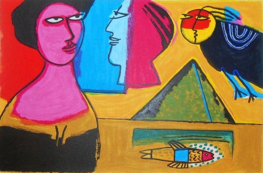 Corneille : vrouw, vogel en vis (grote lithografie 60 cm x 82 cm ) kopen? Bied vanaf 1!