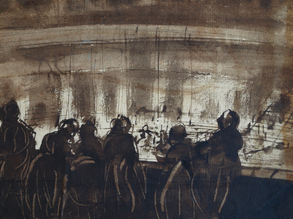 Gerard Hordijk : Aquarel / gewassen inkt , In het theater – ca 1930   kopen? Bied vanaf 1!