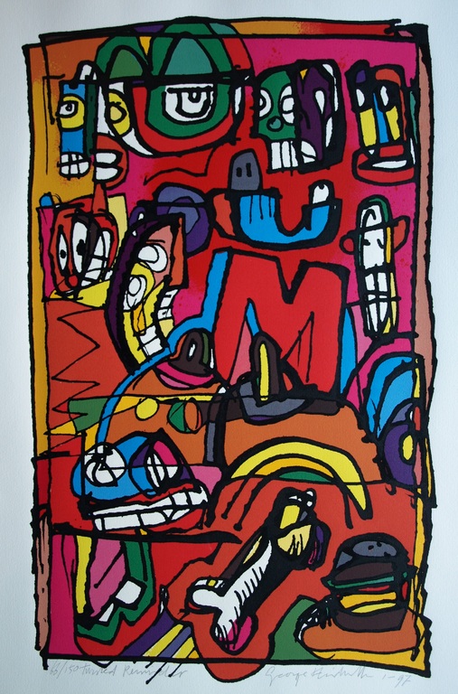 George Heidweiller : Zeefdruk – Twisted Reminder – gesigneerd – 1996 verkocht voor € 36!