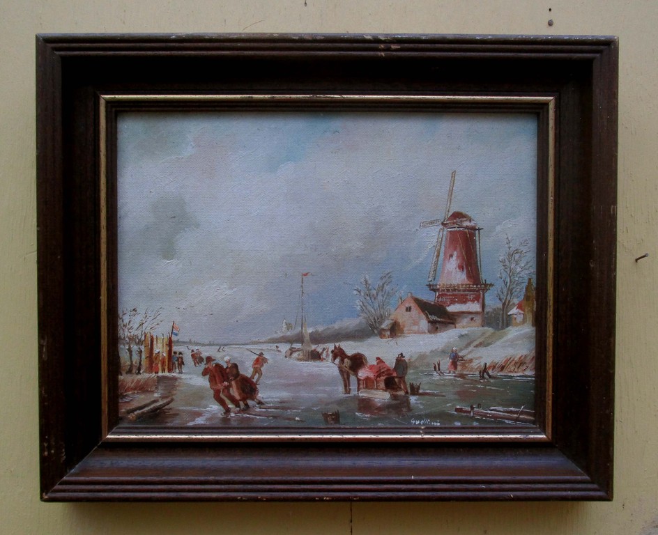 Onbekend kunstenaar, Acrylverf op doek, Winterlandschap kopen? Bied vanaf 10!