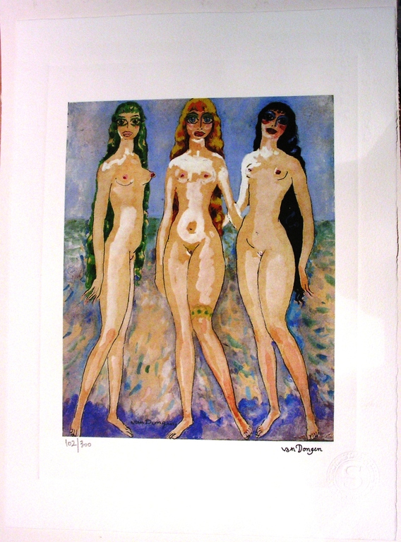 Kees van Dongen - 'Les trois Grâces' - Lithografie - gesigneerd - oplage 300 kopen? Bied vanaf 175!