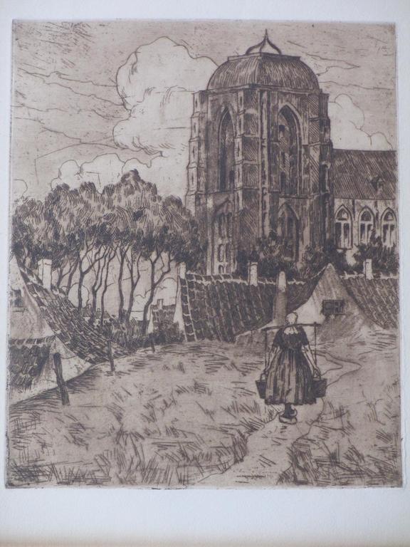 Alphons van Beurden, Vrouw bij Veerse Domtoren, Ets verkocht voor € 50!