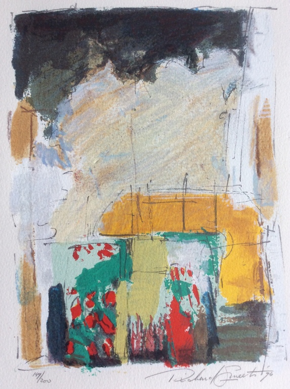 Richard Smeets - Trein in landschap - zeefdruk verkocht voor € 35!