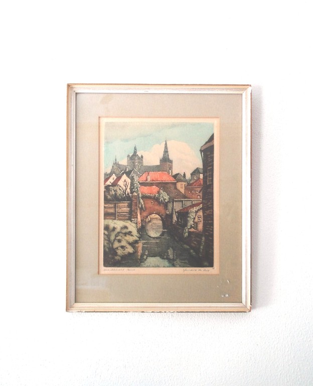 Hendrik de Laat 1900-1980  Den Bosch.  Kleuren ets. kopen? Bied vanaf 40!