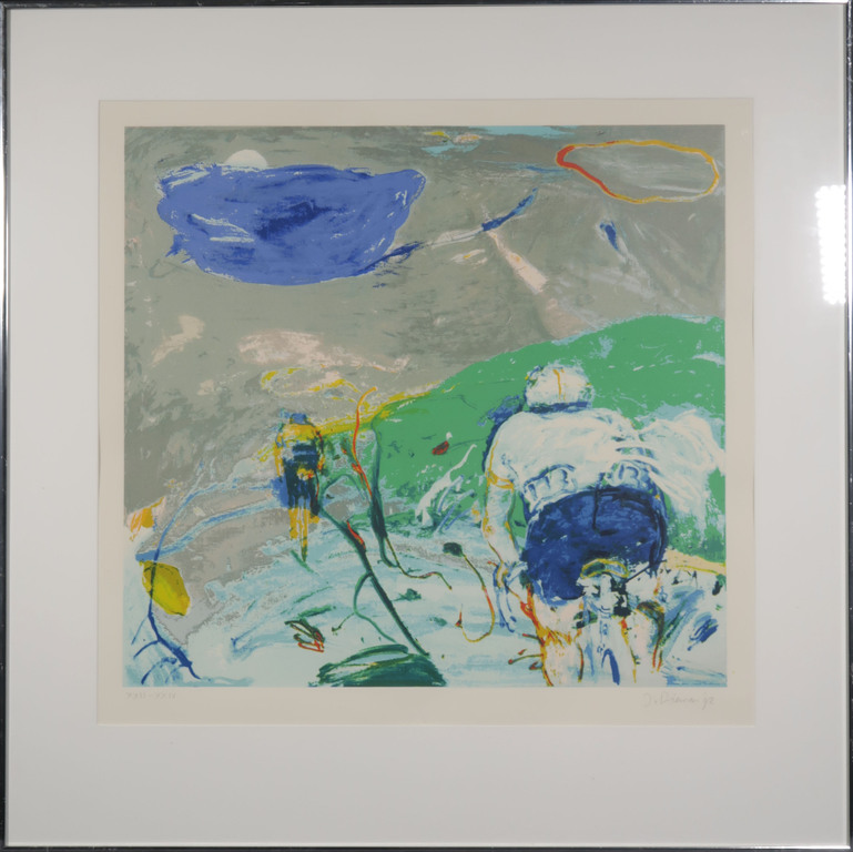 Jan van Diemen: Zeefdruk, Wielrenners - Ingelijst kopen? Bied vanaf 35!