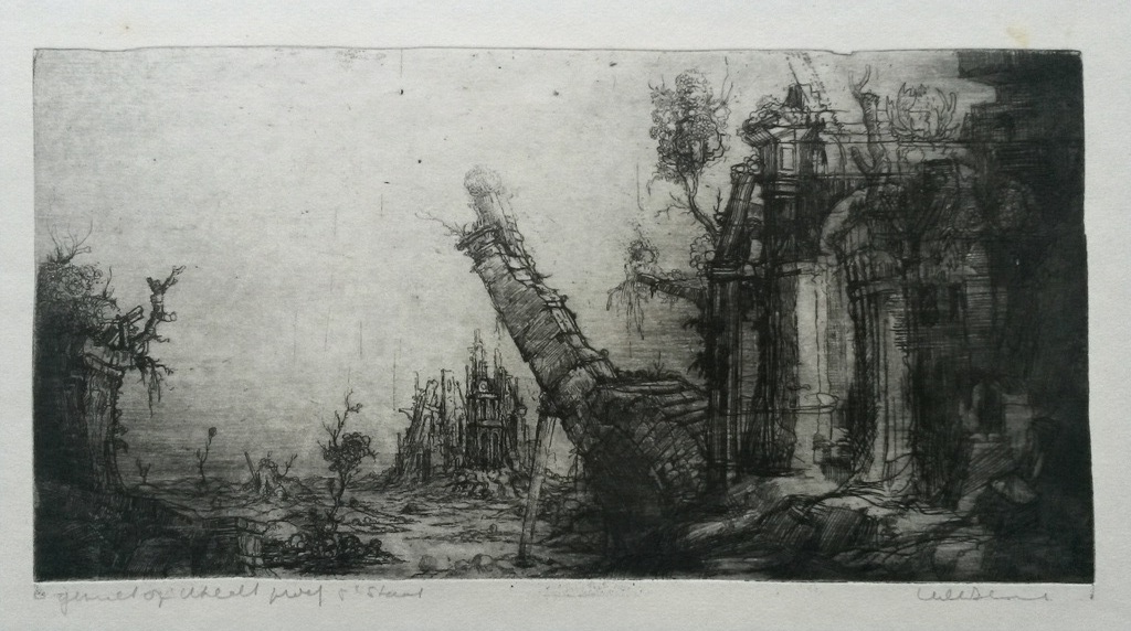 Dirkje Kuik - ets - Gezicht op Utrecht  kopen? Bied vanaf 60!