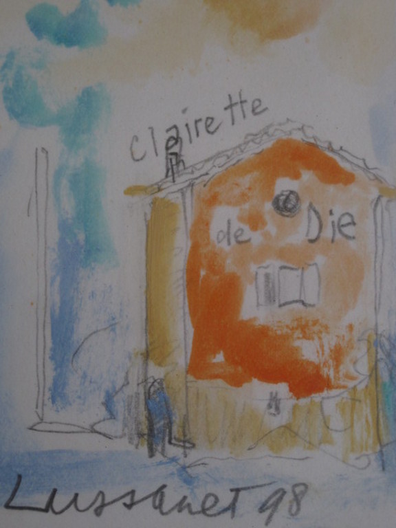 Bijzondere orig. (wijn)aquarel van Paul de Lussanet  "Clairette de Die" gesignee kopen? Bied vanaf 1!