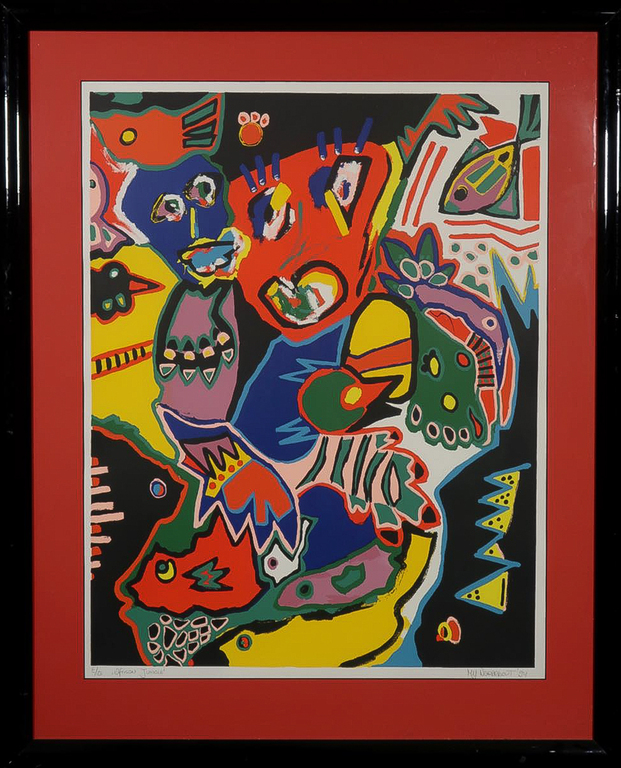 Marianne Naerebout: Zeefdruk, African Jungle - Ingelijst verkocht voor € 60!