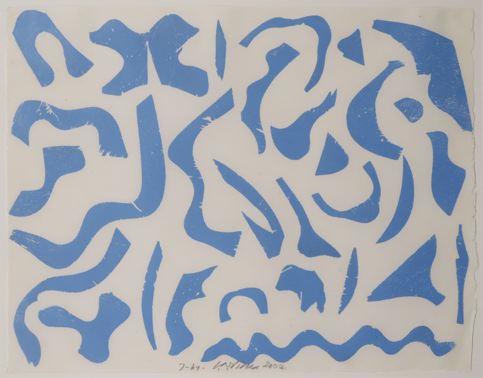 Carel Visser: Houtsnede op Japans papier, Z.T. (Blauw) - Ingelijst kopen? Bied vanaf 100!