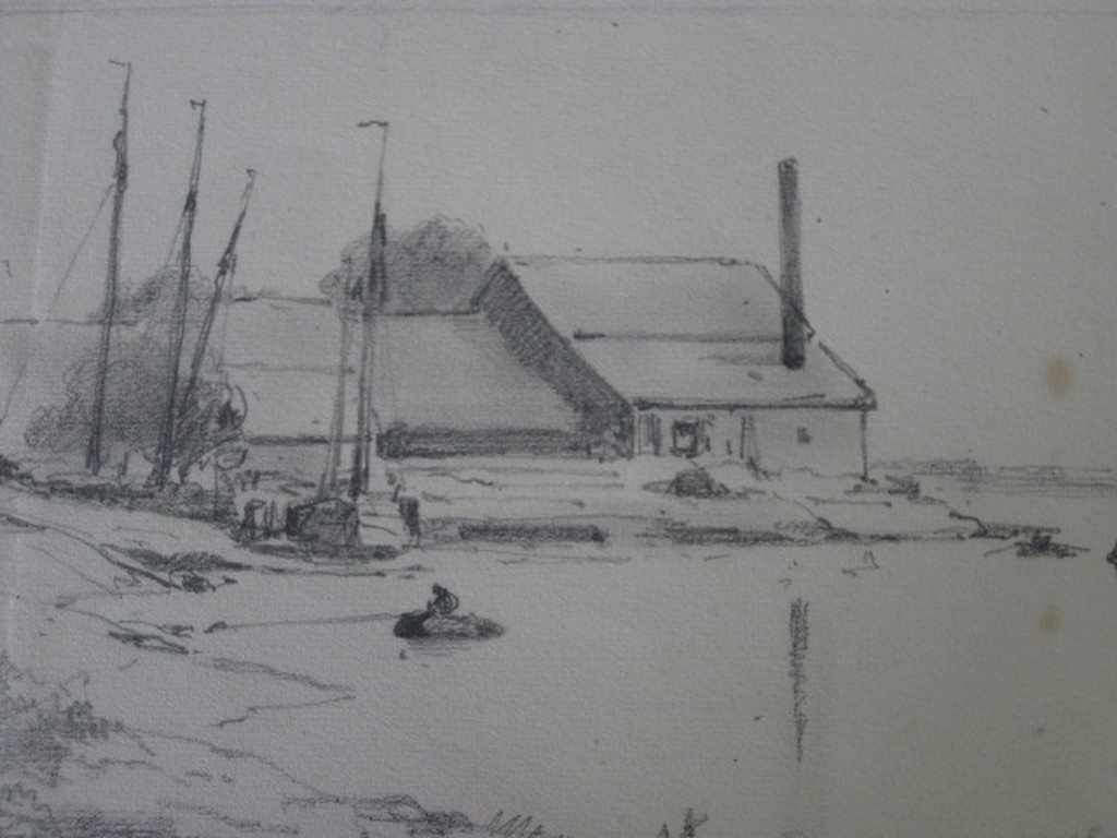 Apart oude dubbeltekening "Haven Rotterdam - Riviergezicht" door G.L.Kiers 1838  kopen? Bied vanaf 1!