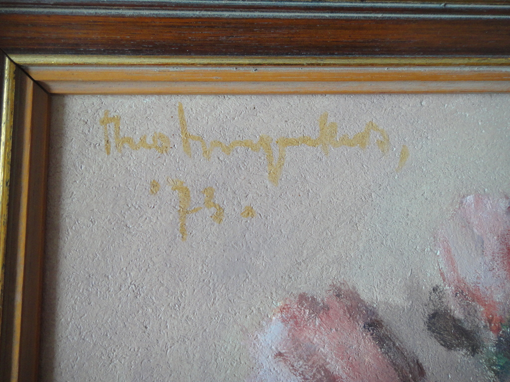 Theo Swagemakers - olieverf op doek - stilleven met tulpen in vaas (Morandi) kopen? Bied vanaf 200!