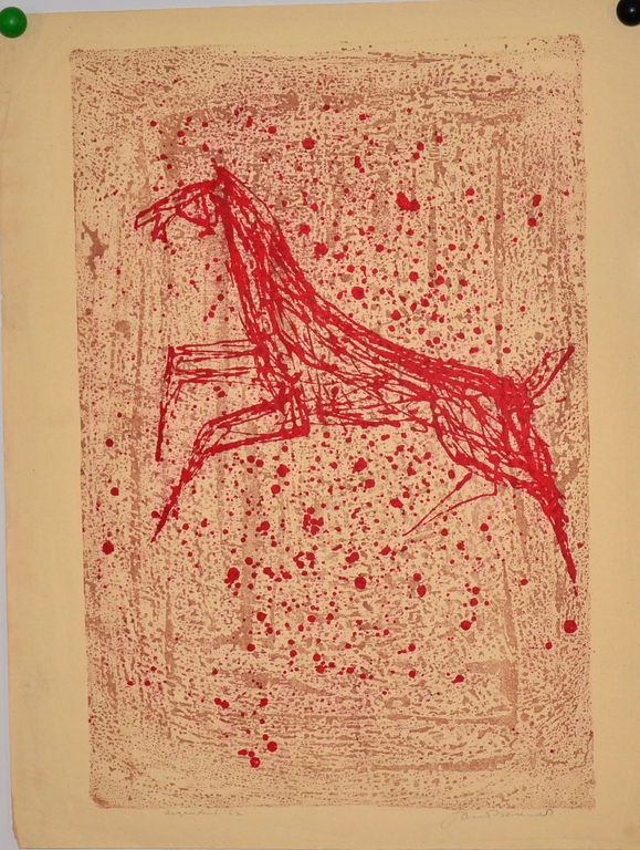 Jan Bezemer: Kleurenlitho Paard. uit 1962 verkocht voor € 70!