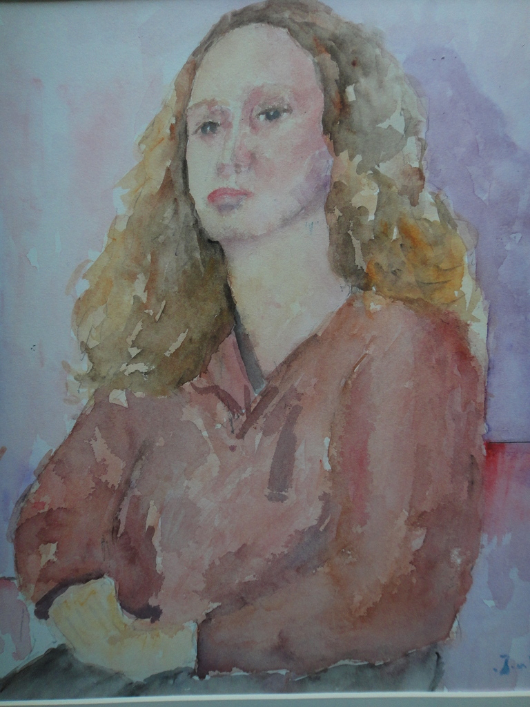 Jaap van Veen, aquarel, jaren '70 portret van dame met krullend haar kopen? Bied vanaf 1!