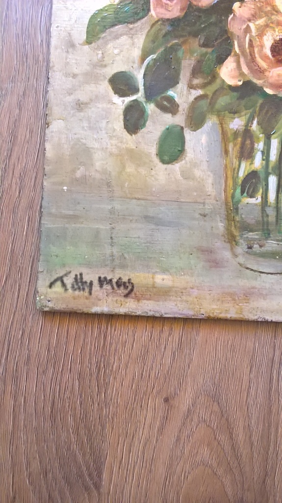Tilly Moes, olieverf, boeket rozen kopen? Bied vanaf 65!