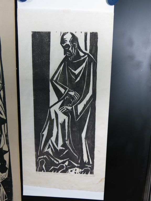 Lot met 6 losse werken, o.a.: Hildo Krop: Houtsnede, Peren kopen? Bied vanaf 20!