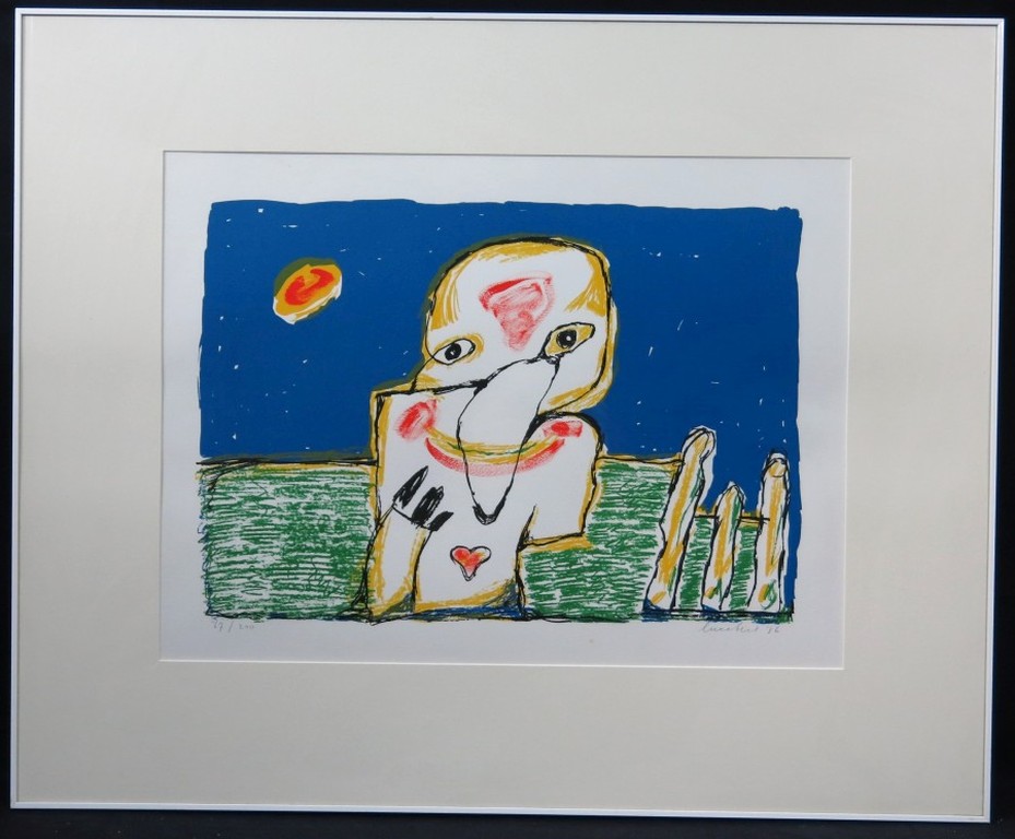 Lucebert: Litho, Vragend kind - Ingelijst verkocht voor € 250!