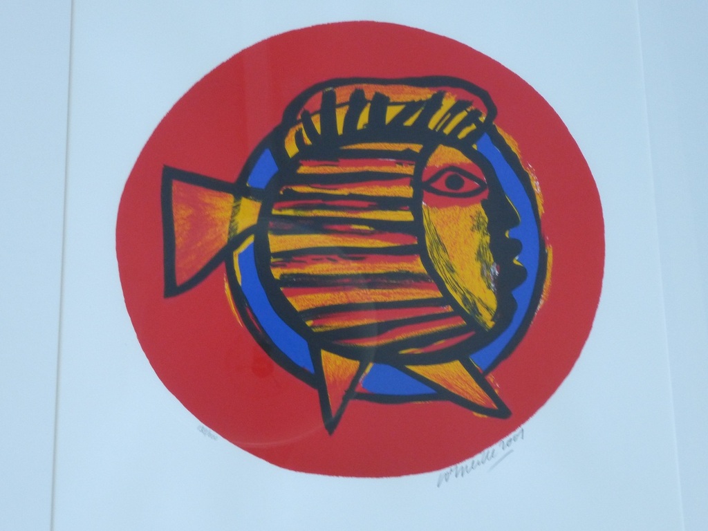 Corneille, zeefdruk, Vis, 2001, Handges., ingelijst in nieuwe lijst!!! kopen? Bied vanaf 275!