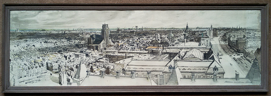 Marius Richters - Panorama van Rotterdam in april 1940, litho (ingelijst) kopen? Bied vanaf 1!