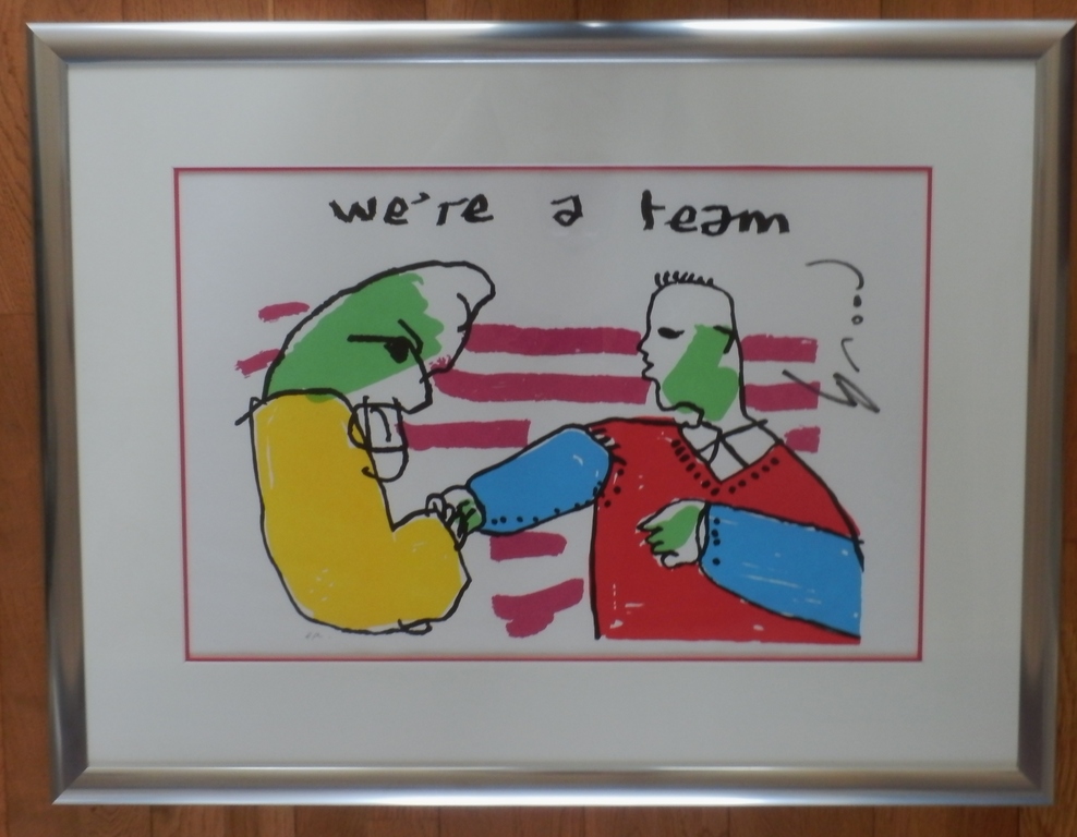 HERMAN BROOD  Gr Zeefdruk   WE'RE A TEAM   Handgesigneerd  ZEER LUXE INGELIJST!! verkocht voor € 325!