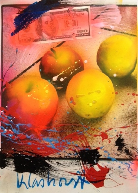 Peter Klashorst , gem. Techniek op papier, titel: Apple kopen? Bied vanaf 1!