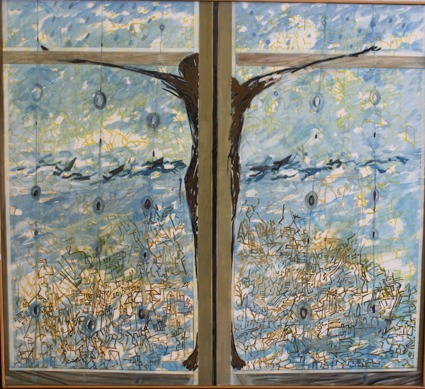 Hens de Jong ' Christus - Venster op de Wereld' 140x150 (!) 1994 kopen? Bied vanaf 800!