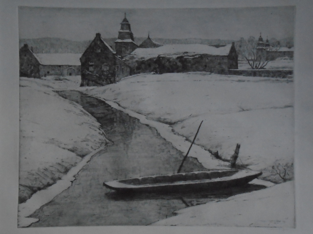 Willem Witjens - ets - Sneeuwlandschap kopen? Bied vanaf 35!