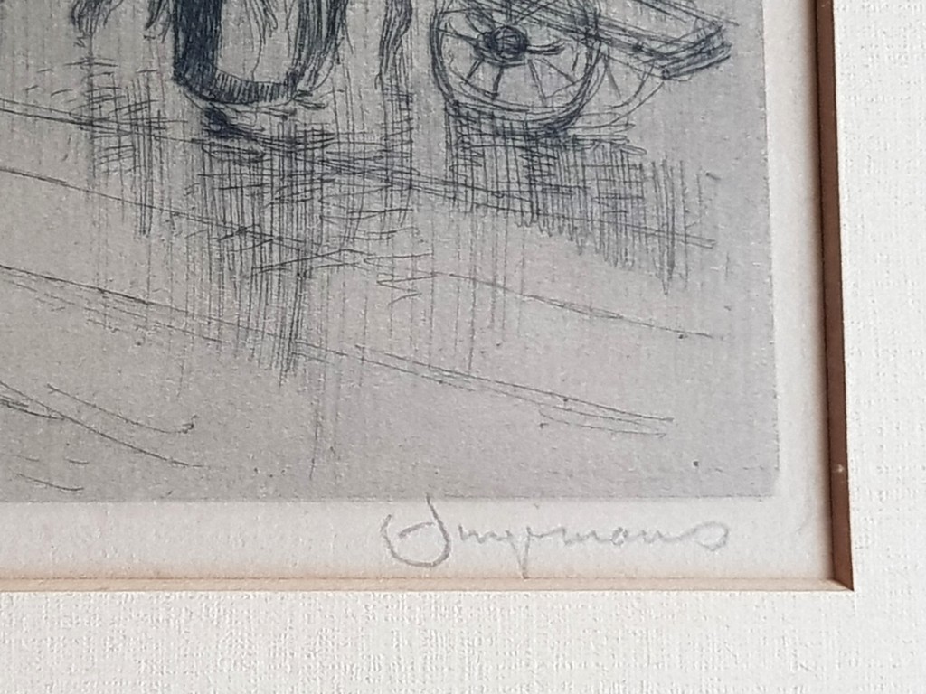 Waalko Jans Dingemans (sr.) - W.J. Dingemans (1873 - 1925) Paard en wagen - Gesigneerde ets kopen? Bied vanaf 35!