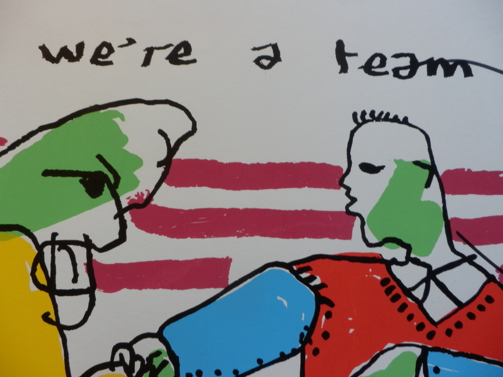 HERMAN BROOD Grote(80x60cm)Zeefdruk  HANDGESIGNEERD, WE,RE A TEAM! verkocht voor € 110!