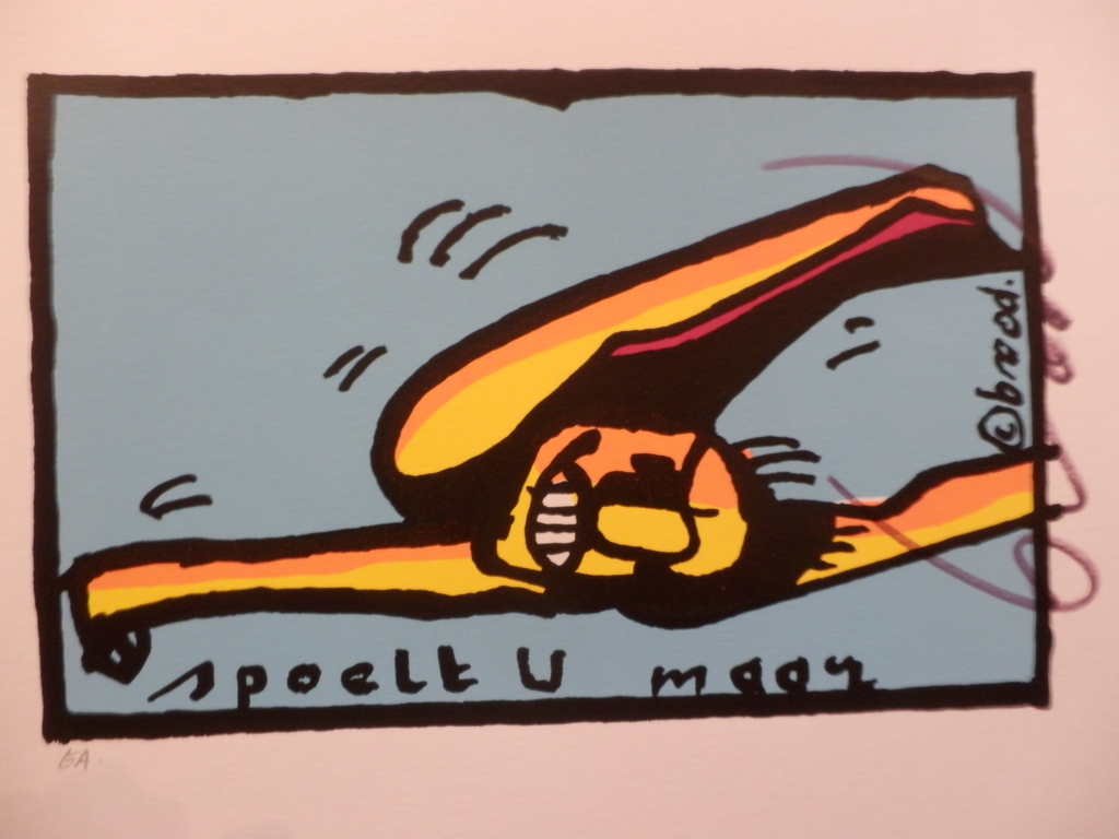 HERMAN BROOD  Handgesigneerde en Gelimiteerde Zeefdruk SPOELT U MAAR verkocht voor € 70!