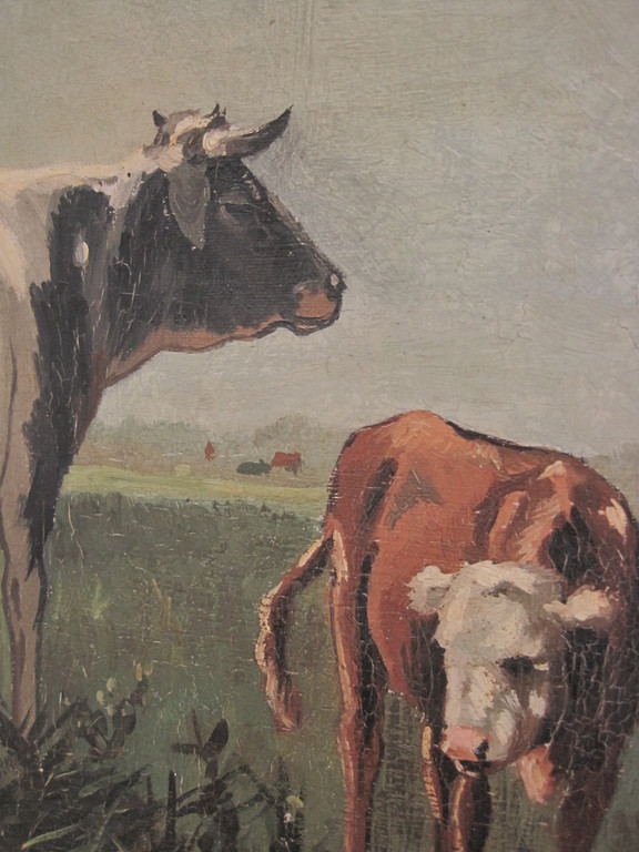 Willem F Hulk 1852-1906 olieverf "Koeien in polderlandschap" omstreeks 1880 kopen? Bied vanaf 1!