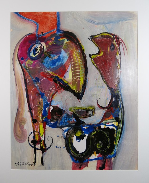 Jan te Wierik: Gemengde techniek op papier, Fantasiefiguren kopen? Bied vanaf 1000!