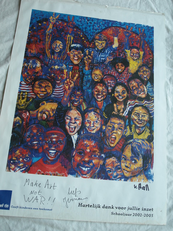 Jurriaan van Hall : affiche Unicef – Make Art not War!! – gesigneerd – 2003 kopen? Bied vanaf 1!