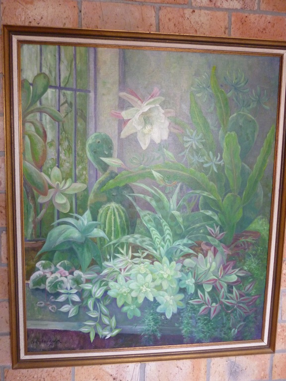 W.A. van der Colk - olieverf - Interieur kweektuin verkocht voor € 275!