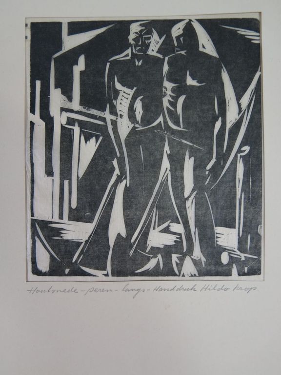 Lot met 6 losse werken, o.a.: Hildo Krop: Houtsnede, Peren kopen? Bied vanaf 20!