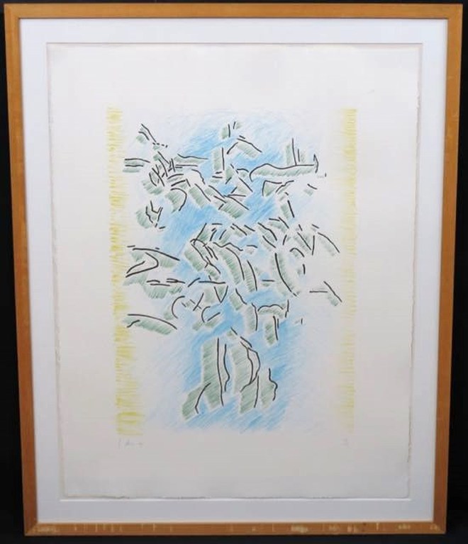 Jaap Hillenius: Litho, Zonder titel - Ingelijst verkocht voor € 40!