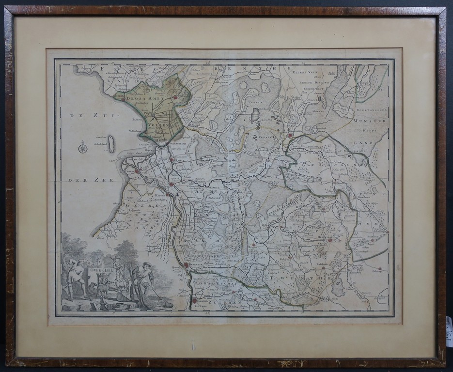 Francois Halma: Handgekleurde Kopergravure, Over-IJsel - Ingelijst kopen? Bied vanaf 40!