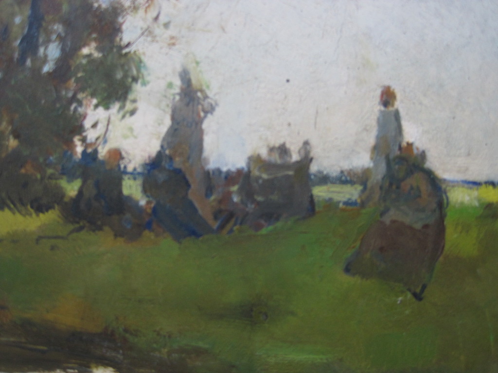 monogram WGFJ olieverf /papier "Zonnig landschap" plein air  kopen? Bied vanaf 1!