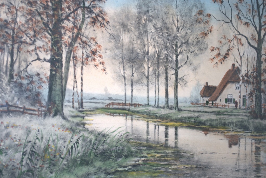 Najaarsstemming - handgekleurde litho topkwaliteit - leerling HW Mesdag kopen? Bied vanaf 40!