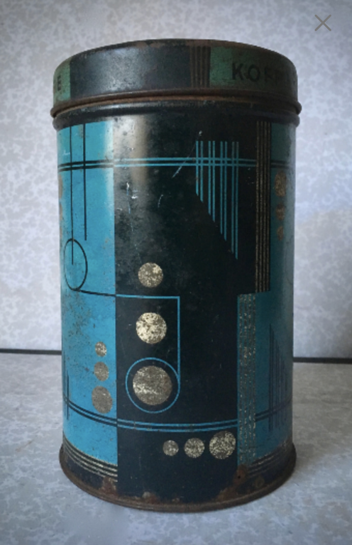 Modernistisch art deco polychroom koffie blik - Nederland |  ca. 1925 kopen? Bied vanaf 9!