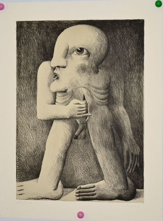 Horst Antes: Kleurenlitho. Figur II. verkocht voor € 130!