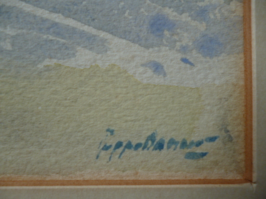 Poppe Damave - aquarel - Kustlandschap kopen? Bied vanaf 30!