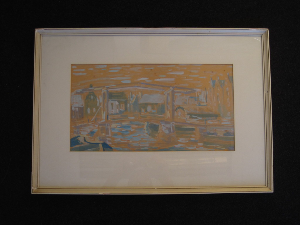 Amsterdam "de Sloterdijkbrug bij Prinseneiland" Gouache van Jan Jonges 1921-1976 kopen? Bied vanaf 1!