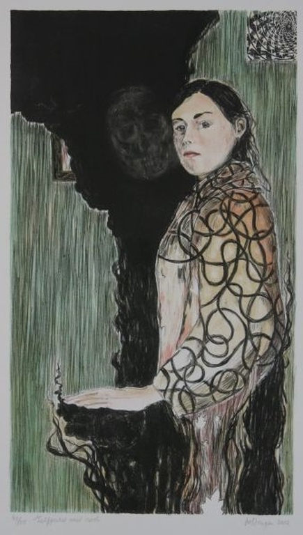 Iris van Dongen: Litho, Zelfportret met rook verkocht voor € 91!