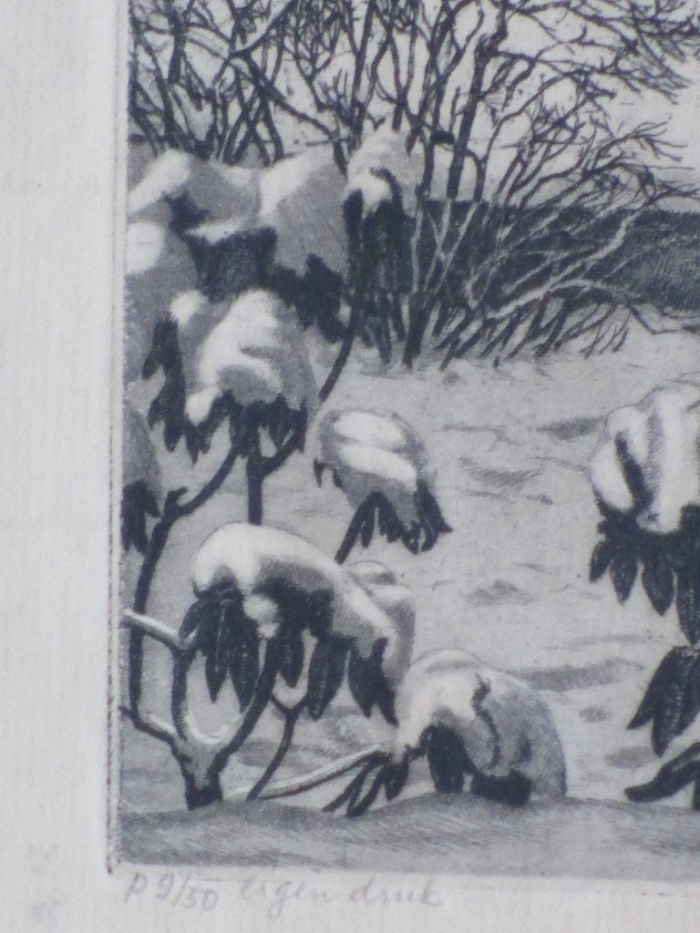 Arend Hendriks, Tuintje in de sneeuw, Ets kopen? Bied vanaf 40!